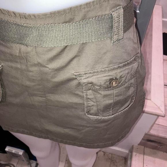 Vintage 90s y2k cargo belted mini skirt olive - Picture 4 of 5